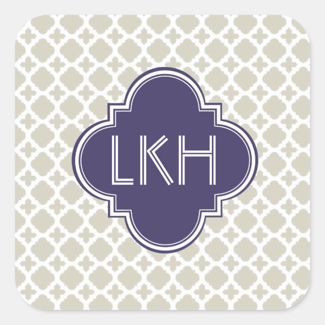 MOROCCAN TILE MONOGRAM SQUARE STICKER (Front)
