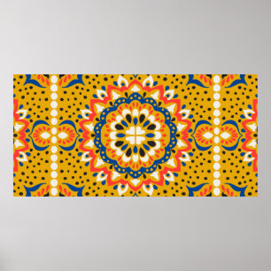 Moroccan tile mosaic illustration pattern poster