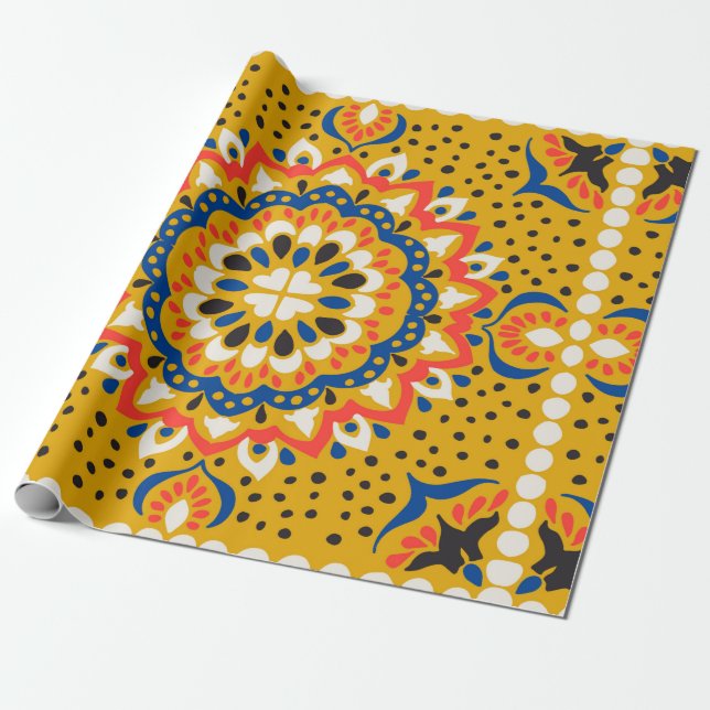 Moroccan tile mosaic illustration pattern wrapping paper (Unrolled)