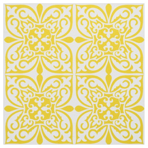 Moroccan tile - mustard yellow and white fabric