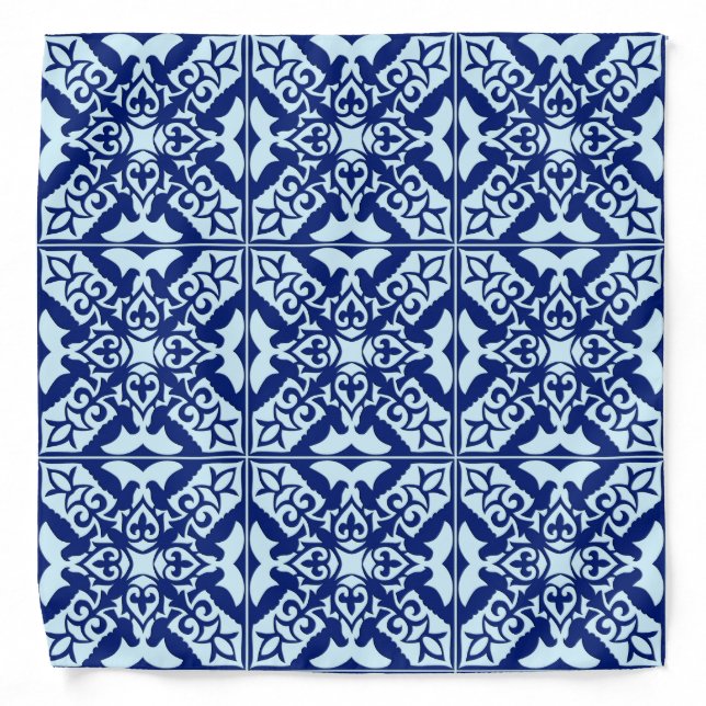 Moroccan tile - navy and light blue bandana (Front)