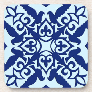 Moroccan tile - navy and light blue drink coaster