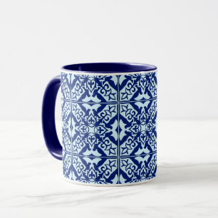 Moroccan tile - navy and light blue mug