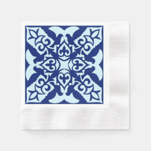 Moroccan tile - navy and light blue napkins