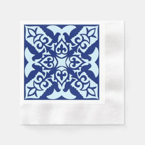 Moroccan tile _ navy and light blue napkins