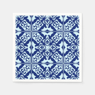 Moroccan tile - navy and light blue paper napkins