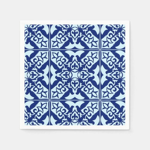 Moroccan tile _ navy and light blue paper napkins