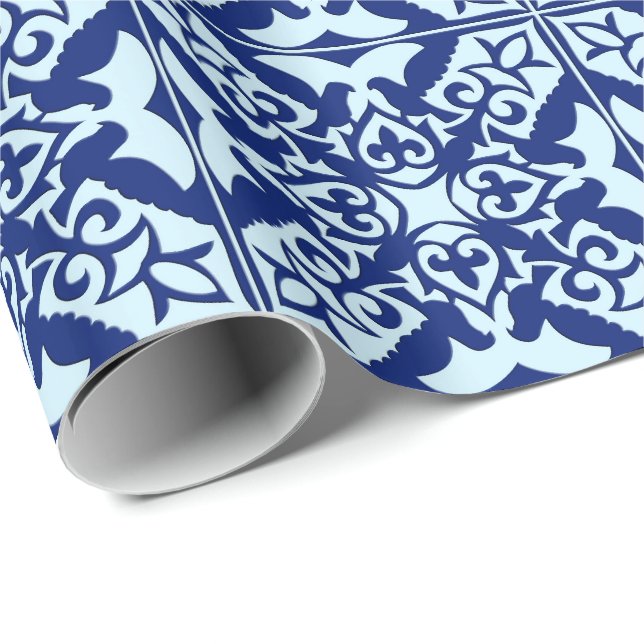 Moroccan tile - navy and light blue wrapping paper (Roll Corner)