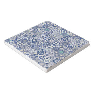 Moroccan tile pastel blue trivet