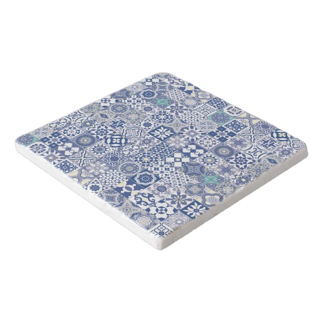 Moroccan tile pastel blue trivet (Corner)