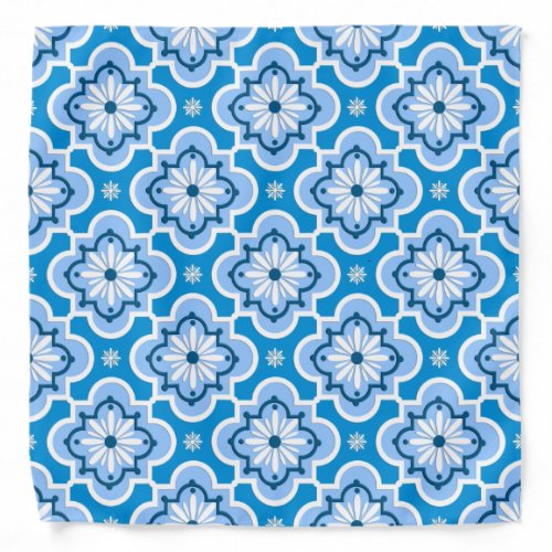 Moroccan tile pattern _ Blue and White Bandana