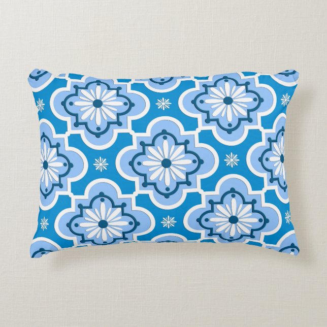Moroccan tile pattern - Blue and White Decorative Pillow (Front)