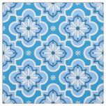 Moroccan tile pattern - Blue and White Fabric
