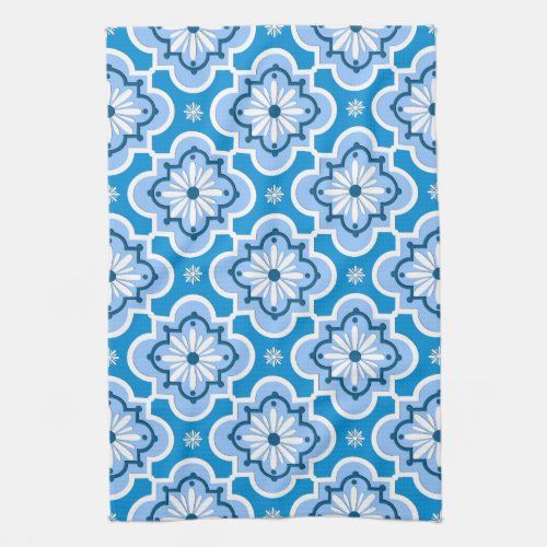 Moroccan tile pattern _ Blue and White Kitchen Towel