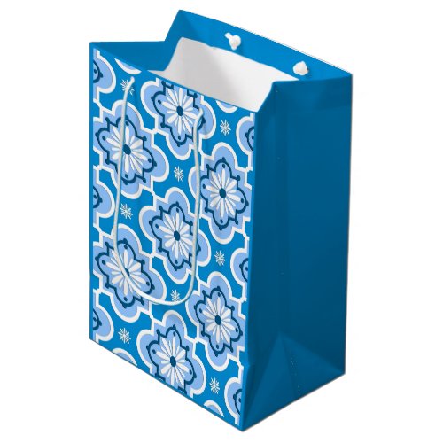 Moroccan tile pattern _ Blue and White Medium Gift Bag