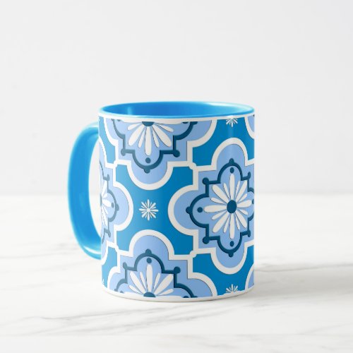 Moroccan tile pattern _ Blue and White Mug