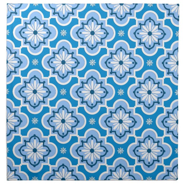 Moroccan tile pattern - Blue and White Napkin (Front)