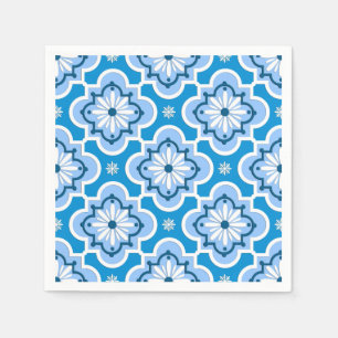 Moroccan tile pattern - Blue and White Paper Napkins