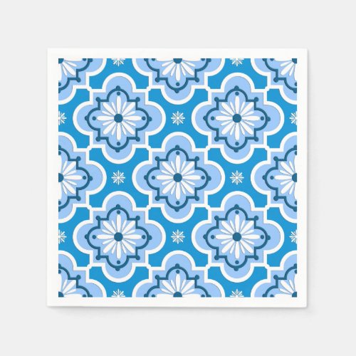 Moroccan tile pattern _ Blue and White Paper Napkins