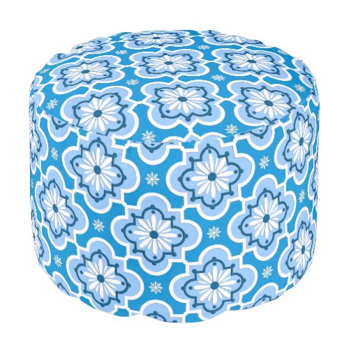 Moroccan tile pattern _ Blue and White Pouf