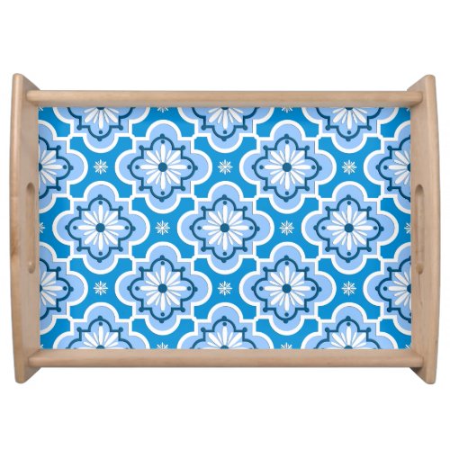 Moroccan tile pattern _ Blue and White Serving Tray