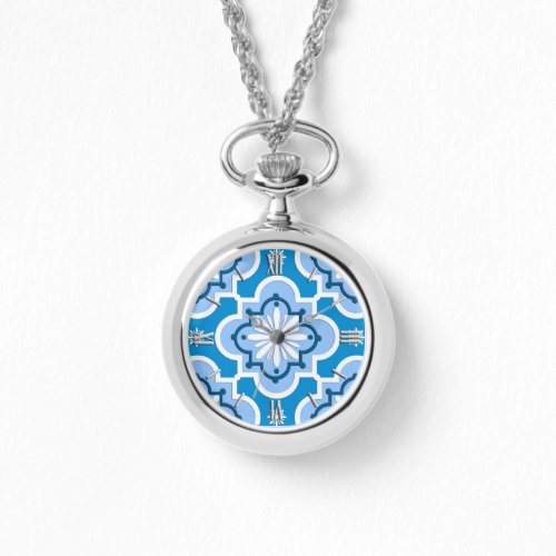 Moroccan tile pattern _ Blue and White Watch