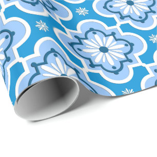 Moroccan tile pattern - Blue and White Wrapping Paper