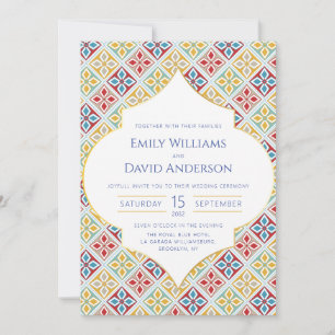 Moroccan Tile Pattern Colorful Wedding Invitation