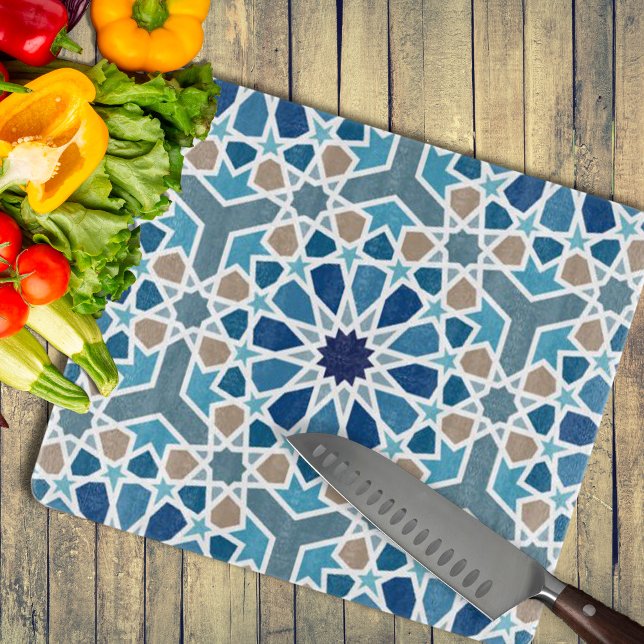 Moroccan Tile Pattern Cutting Board (Arabic Geometric Design Pattern Cutting Board by Looly Elzayat
)