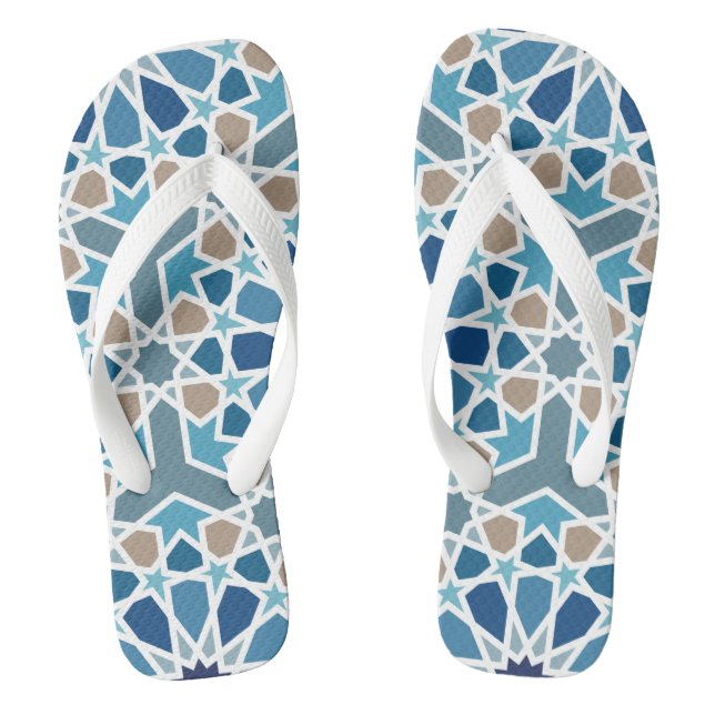 Moroccan Tile Pattern Flip Flops (Footbed)