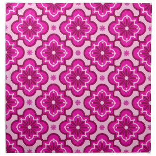 Moroccan tile pattern - Fuchsia Pink Cloth Napkin