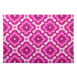 Moroccan tile pattern - Fuchsia Pink Cloth Placemat