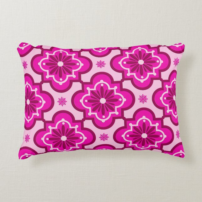 Moroccan tile pattern - Fuchsia Pink Decorative Pillow (Front)