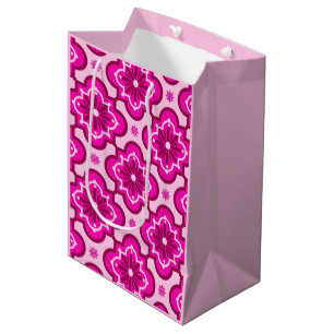 Moroccan tile pattern - Fuchsia Pink Medium Gift Bag