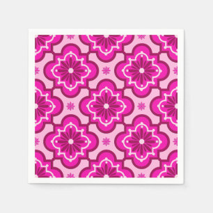 Moroccan tile pattern - Fuchsia Pink Napkins