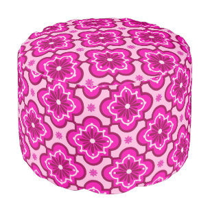 Moroccan tile pattern - Fuchsia Pink Pouf