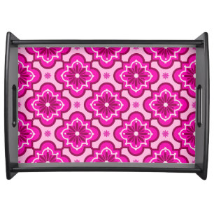 Moroccan tile pattern - Fuchsia Pink Serving Tray