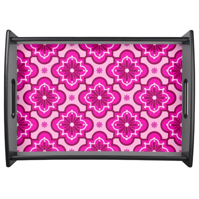 Moroccan tile pattern - Fuchsia Pink Serving Tray (Front)