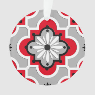 Moroccan tile pattern - Grey and Red Ornament