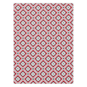 Moroccan tile pattern - Grey and Red Tablecloth