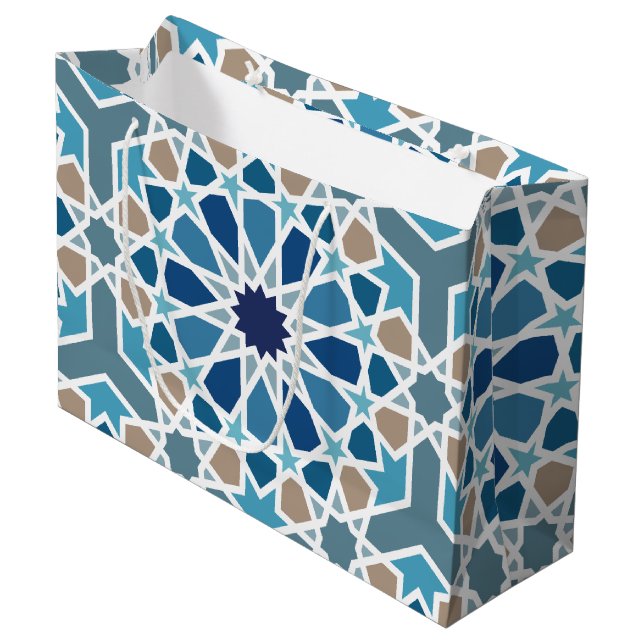 Moroccan Tile Pattern Large Gift Bag (Front Angled)