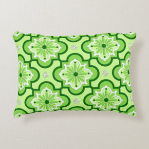 Moroccan tile pattern - Lime Green Accent Pillow