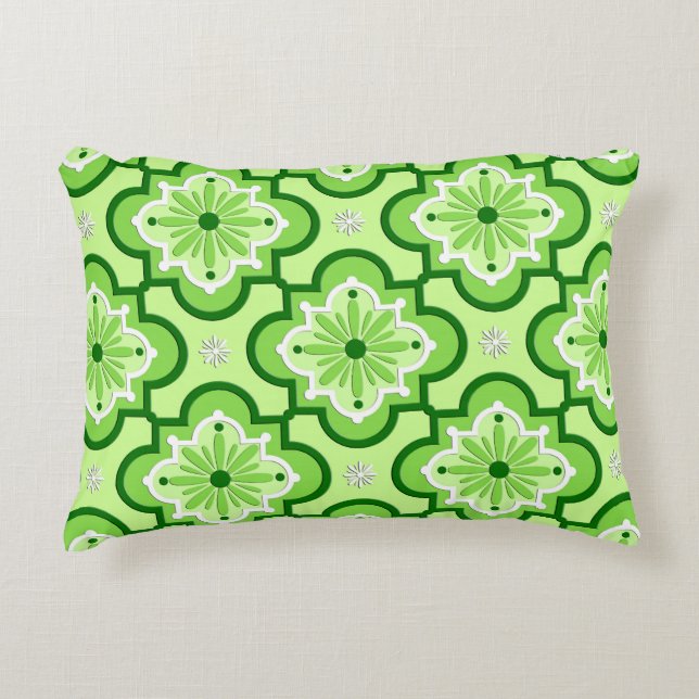 Moroccan tile pattern - Lime Green Accent Pillow (Front)