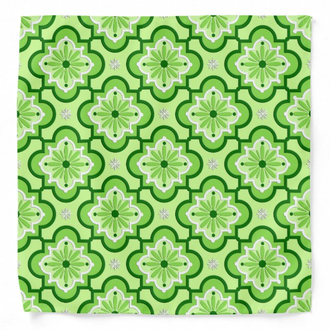 Moroccan tile pattern - Lime Green Bandana (Front)