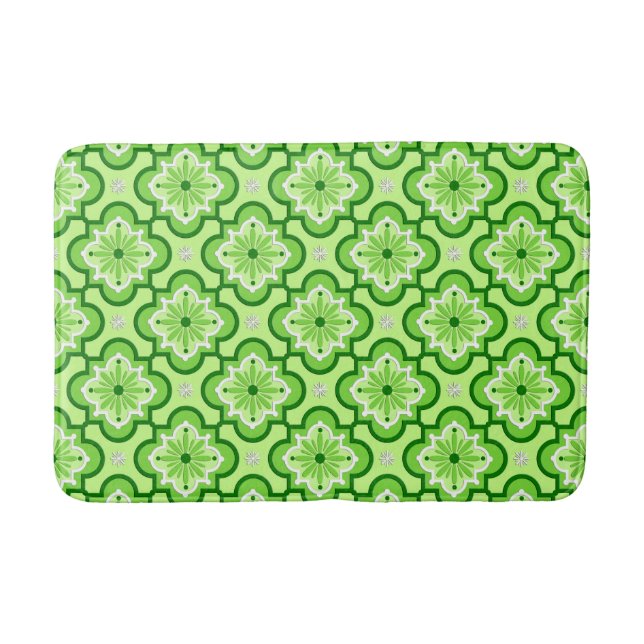 Moroccan tile pattern - Lime Green Bath Mat (Front)