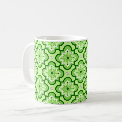 Moroccan tile pattern _ Lime Green Coffee Mug