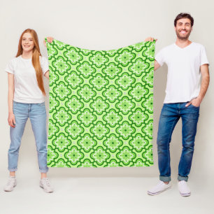 Moroccan tile pattern - Lime Green Fleece Blanket