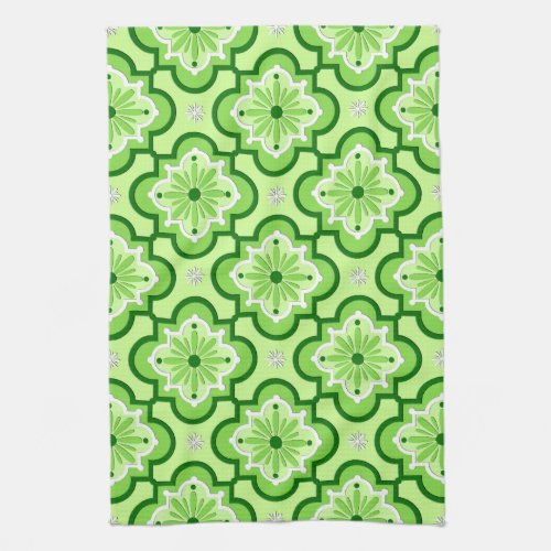 Moroccan tile pattern _ Lime Green Kitchen Towel