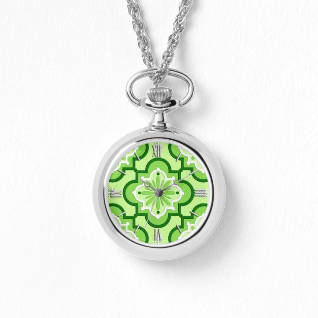 Moroccan tile pattern - Lime Green Watch (Front)