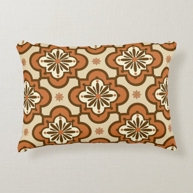 Moroccan tile pattern - Rust and Tan Decorative Pillow (Front)